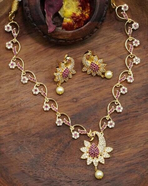 Buy gold plated artificial jewellery peacock sets online - Griiham