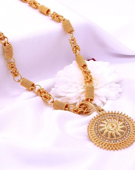 Gold-Plated Sun-Design Pendant with Chain