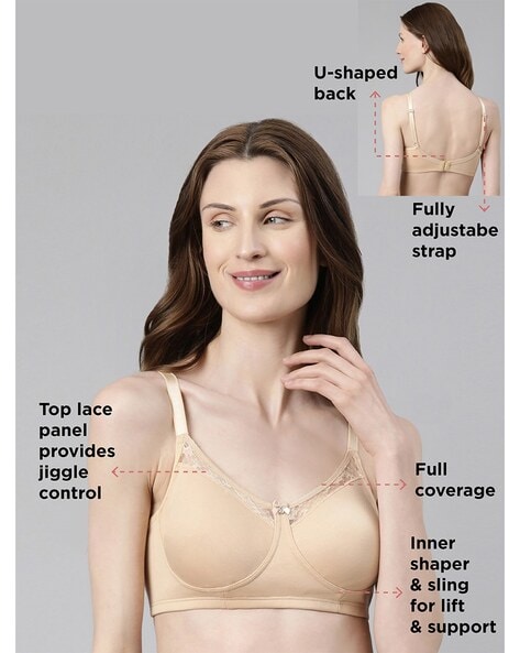 Buy ENAMOR Beige Women's Non Padded Non Wired Full Coverage Every Day Bra