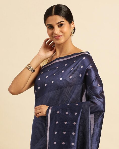 Buy Navy Blue Sarees for Women by VISHNU WEAVES Online