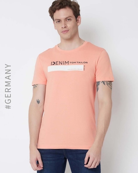 Buy Peach Tshirts Tailor Online for Men by Tom