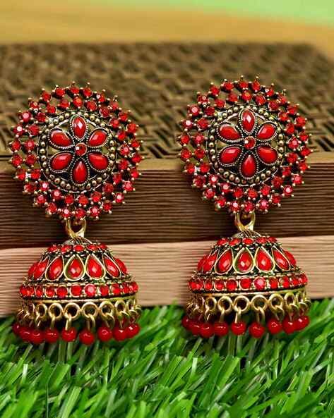 Hand Made Gold Plated Morni Design Traditional Punjabi Earrings Jhumka  J0200 - muteyaar.com