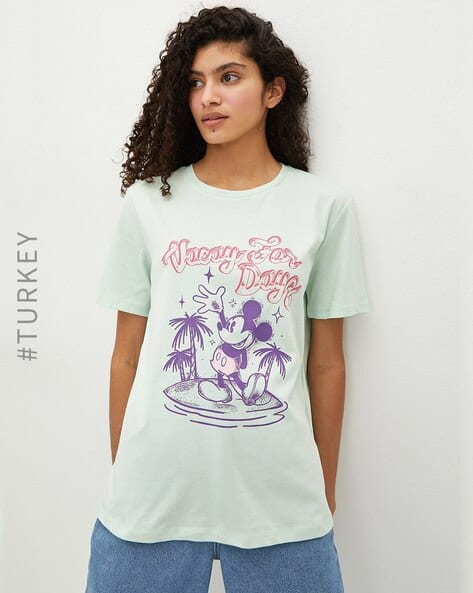 Lc Waikiki Mickey Mouse Print Crew-Neck T-Shirt