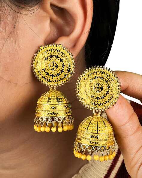 Radiant 22K Gold Traditional Double Layer Jhumka  atjewelsin