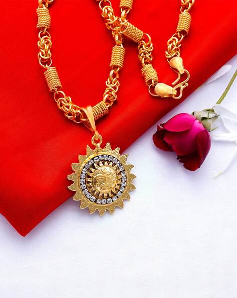 18K Gold Sunset Pendant, Gold Sunset Necklace, Gothic Sun Necklace for Women  | eBay