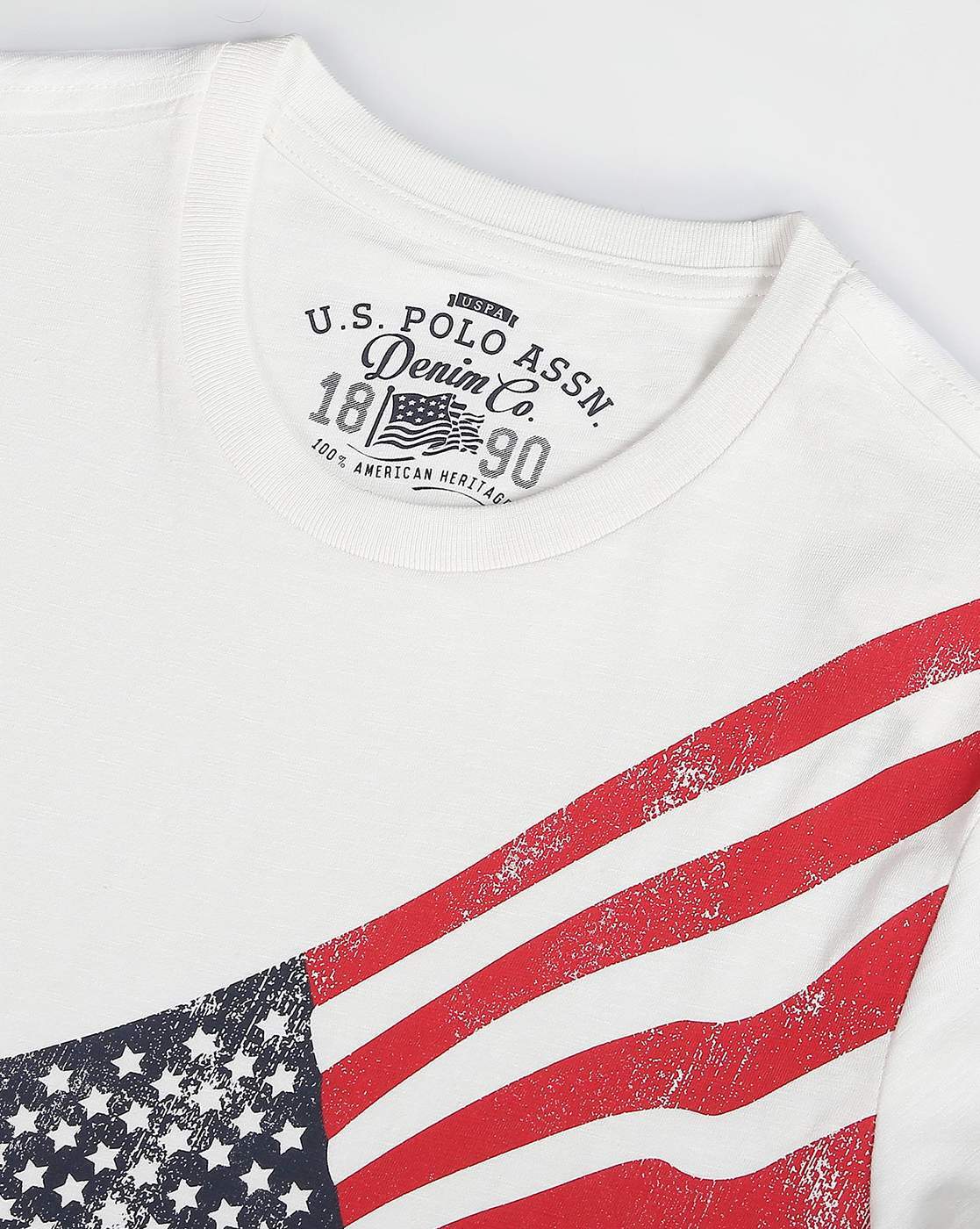 U.S. Polo Assn. Denim Co. Grey Slim Fit Printed Cotton Polo T-Shirt