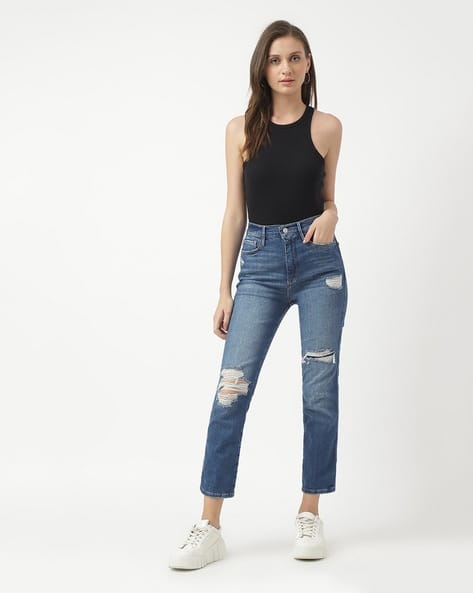 High Rise Distressed Mom Jeans Forever 21 Buy FRAME Le Sylvie