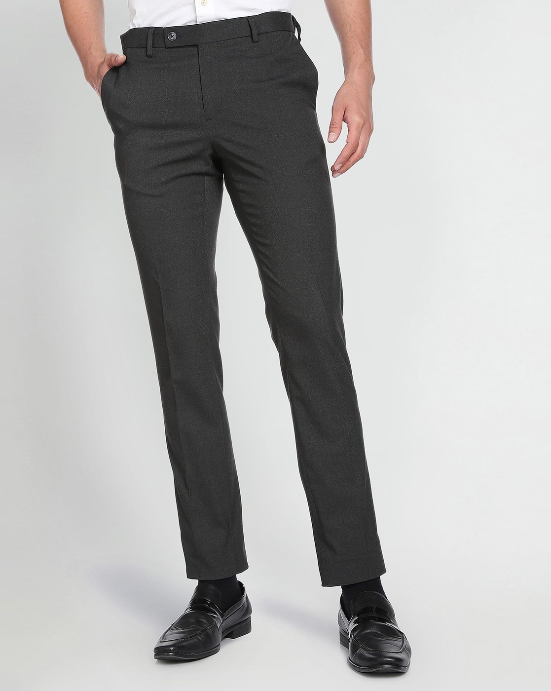 Buy ARROW Black Mens Tapered Fit Woven Trousers | Shoppers Stop