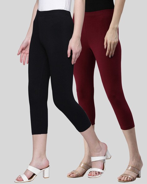 Mid-Calf Length Leggings with Elasticated Waist