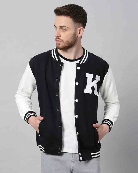 Caliber India Wool + Leather Sky Blue White Varsity Jacket at Rs 7500/piece  in Greater Noida