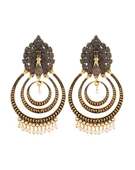 Oxidized Silver Traditional Earring With White Pearl Afghani Long Tassel  Sun Shape Bigger Jhumka Jhumki for Women & Girls. | K M HandiCrafts India