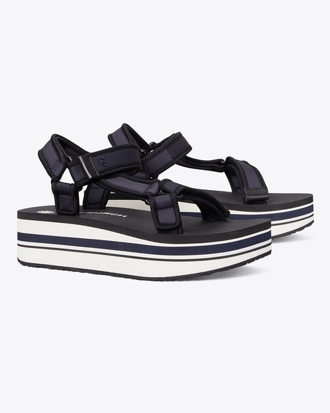 Tory burch 2025 sandals navy blue