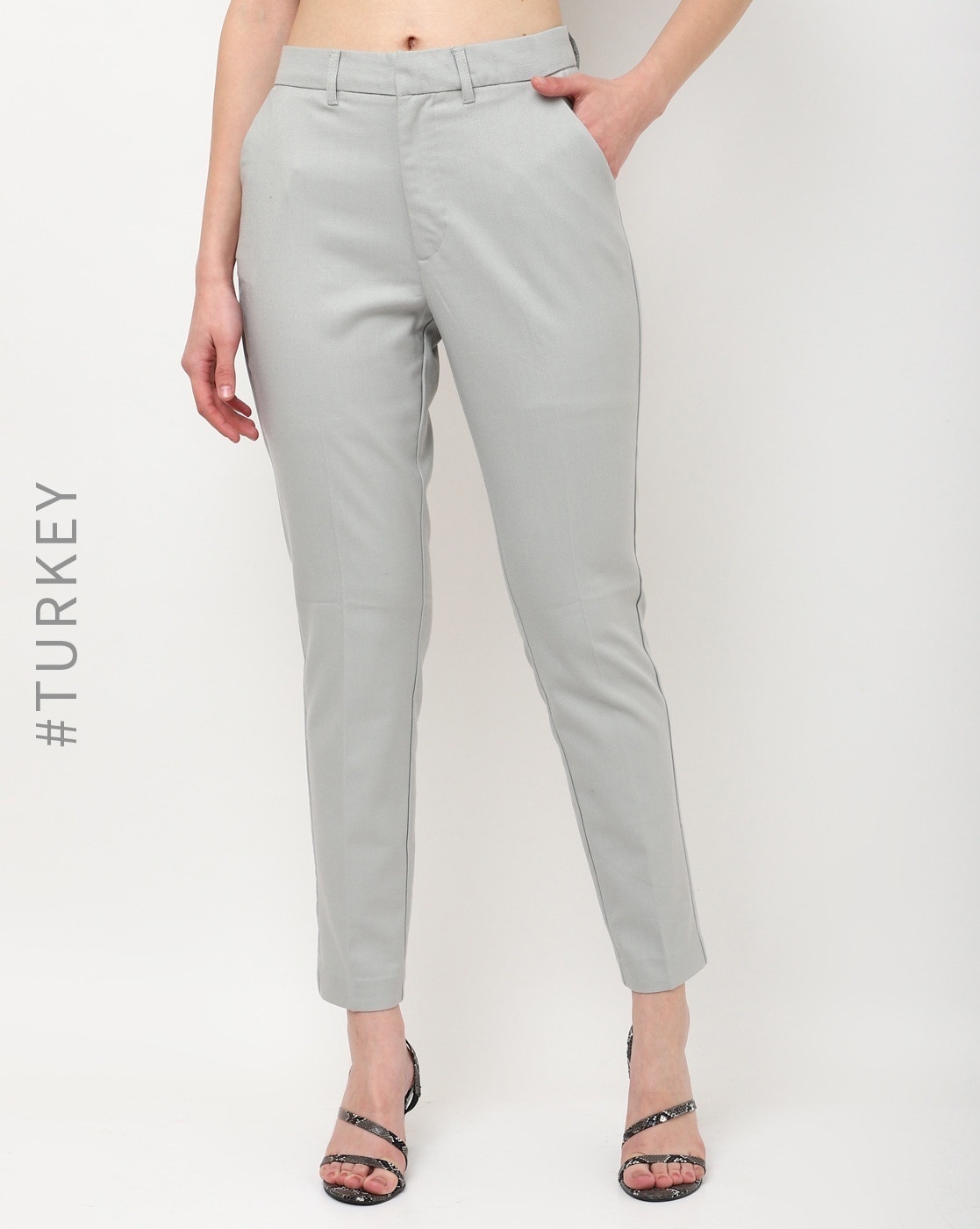 Buy Women Grey Textured Formal Regular Fit Trousers Online  764227  Van  Heusen
