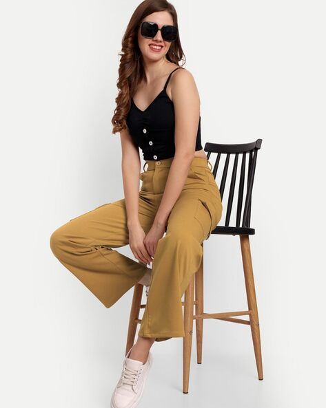 Buy Mustard Trousers & Pants for Women by Broadstar Online