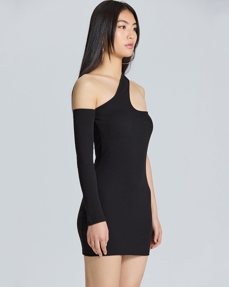 Black one discount shoulder bodycon dress