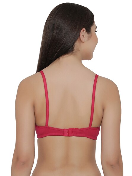 Buy Clovia Cotton Non-Wired Non-Padded Bra In PInk With Detachable Straps  online