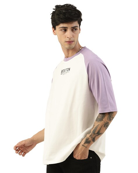 Buy Boston Lavender White Oversized T-Shirtfrom Maniac Life store XL