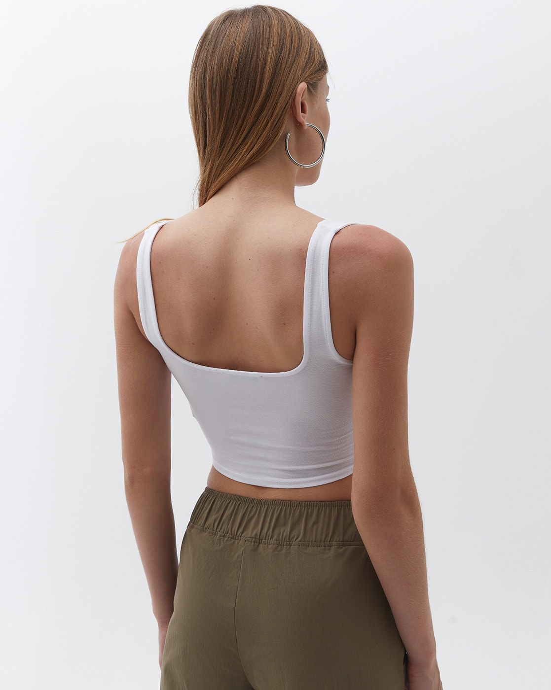 String-Neck Ribbed Tank Top