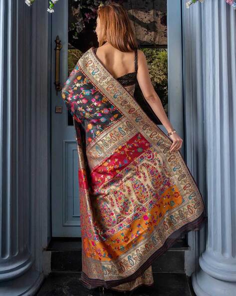 Luxurious Kashmir Kani Sarees | Pashmina Silk Sarees – Avishya.com