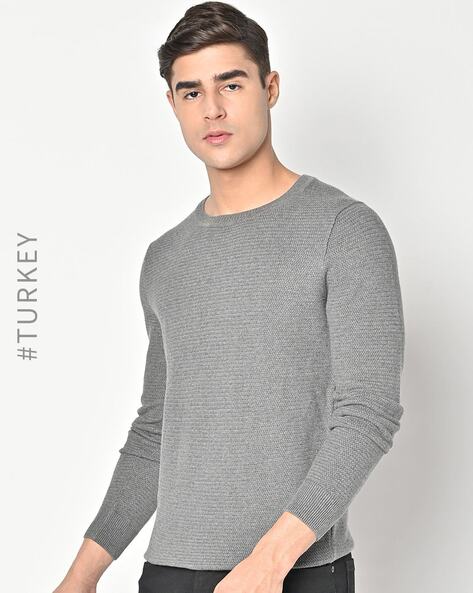 Men's gray crew store neck sweater