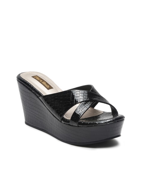 Gc Shoes Chloe Black 7.5 Embellished Slingback Wedge Sandals : Target