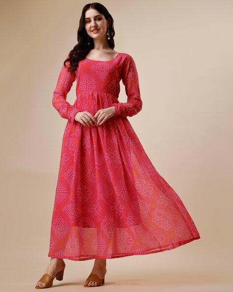 Bandhani long frocks Ideas |Bandhani Kurti Designs | Beautiful Dresses from  Bandhani Sarees - YouTube