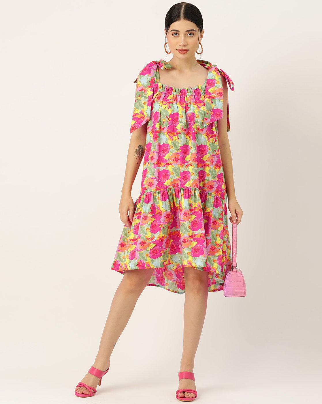 Floral Printed Shirt Dress - ALOFI - Women Designer Dresses