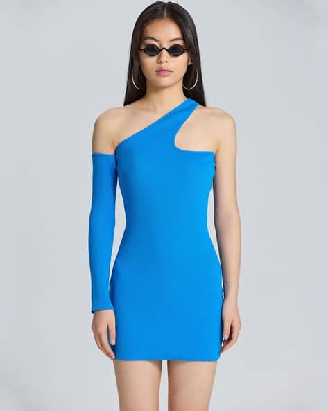 princess polly baby blue dress Cobalt blue ruched open back midi dress