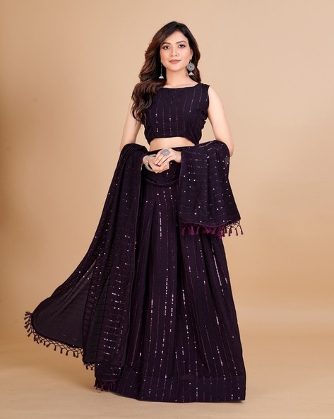 Buy Indigo Purple Lehenga online-Karagiri