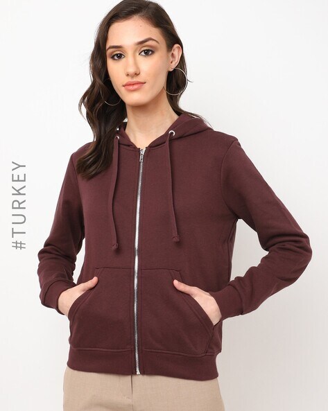 Women Hoodie with Half-Zip Closure