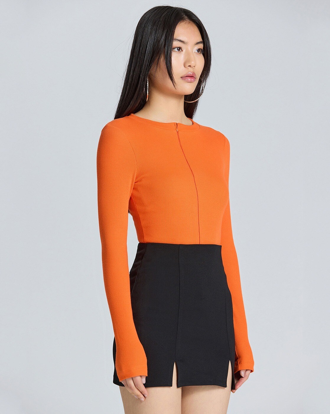 Plus Size Burnt Orange Short Sleeve Bodysuit