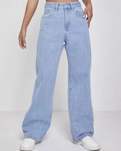 Buy Sky Blue Jeans & Jeggings for Women by DDM Clothing Online