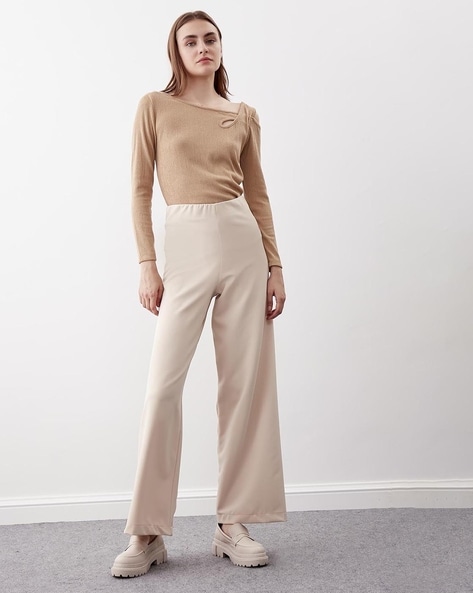 Buy Beige Trousers & Pants for Women by SAM Online