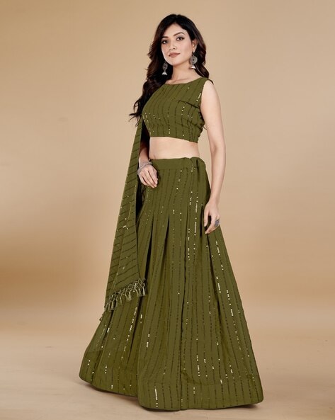 Buy Olive Green Lehenga Choli Sets for Women by Hirvanti Fashion Online |  Ajio.com