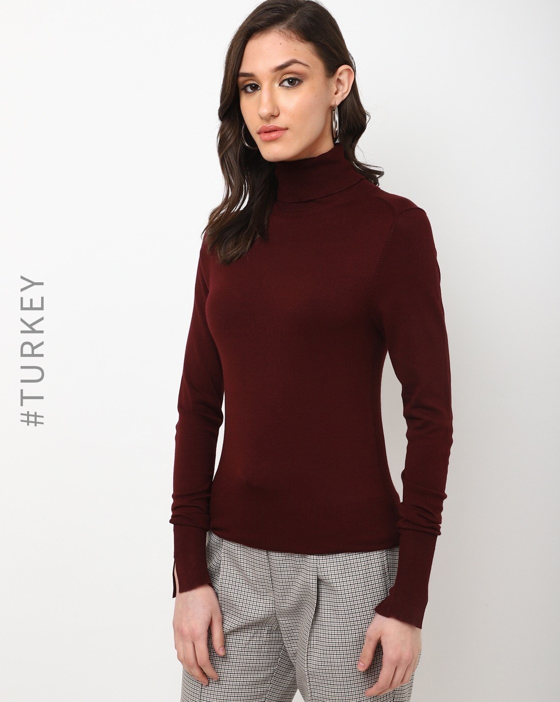 Maroon turtleneck clearance