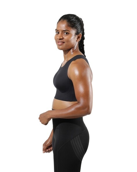 Women's - Essentials Sports Bra in Vivid Coral/gritty Black
