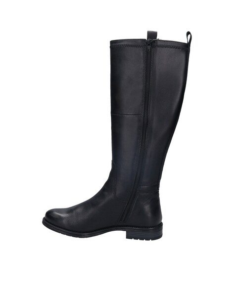 Black genuine leather knee hotsell high boots