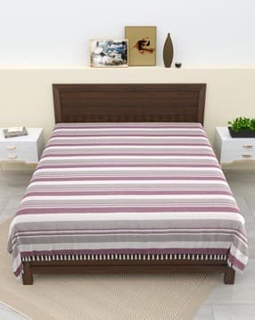 Striped Print Cotton Double Bedcover