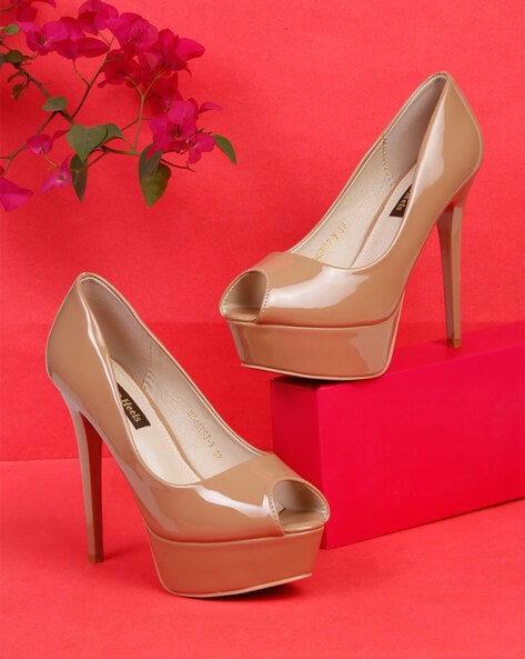 Buy Beige Heeled Shoes for Women by Flat n Heels Online