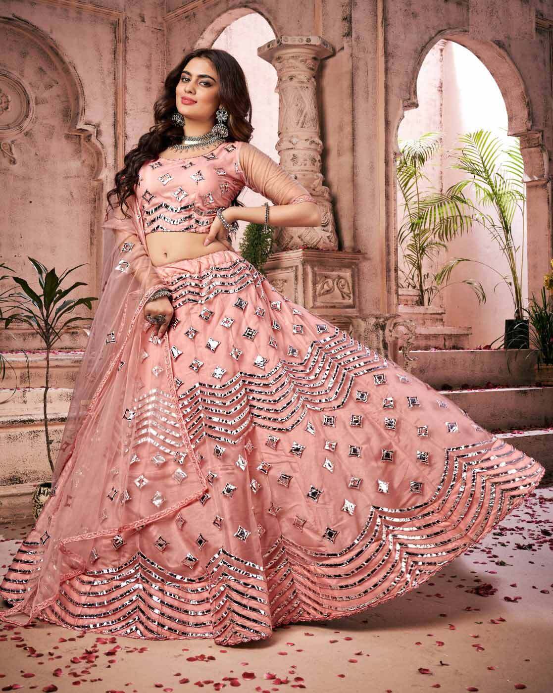 Women Fashionable Beautiful And Stylish Look Thread Work Pink Lehenga Choli  at 14999.00 INR in Jaipur | Dhanlaxmi Sarees