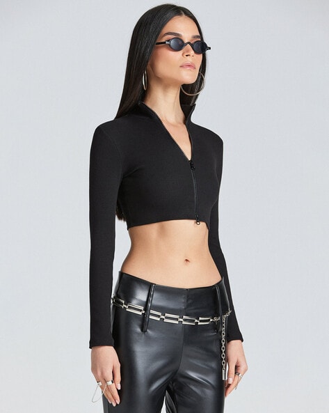 Black zip cheap front top