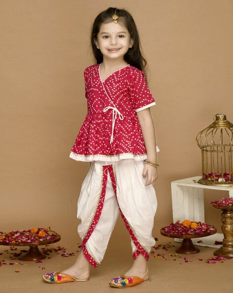 Yellow Soft Cotton & Rayon Dhoti Set For Girls Design by LITTLE BRATS at  Pernia's Pop Up Shop 2024