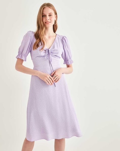 Micro Print A-Line Dress
