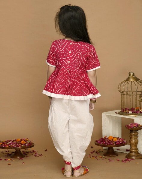 Buy Kidcetra Bandhini Kurta with Leheriya dhoti | Wedding Wear Kurta Dhoti  - Pink - 4-5Y Online at Best Prices in India - JioMart.
