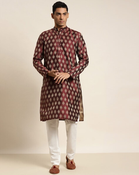 Sojanya Mandarin-Collar Long Kurta