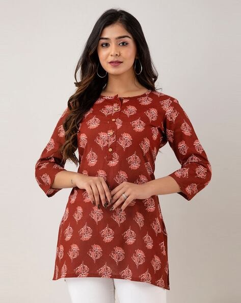 Buy online Blue Cotton Printed A-line Kurti from Kurta Kurtis for Women by  Aurelia for ₹900 at 40% off | 2024 Limeroad.com