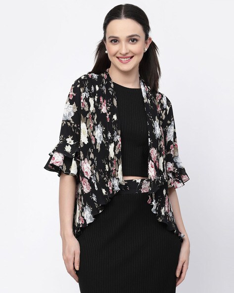 Black 2024 georgette shrug