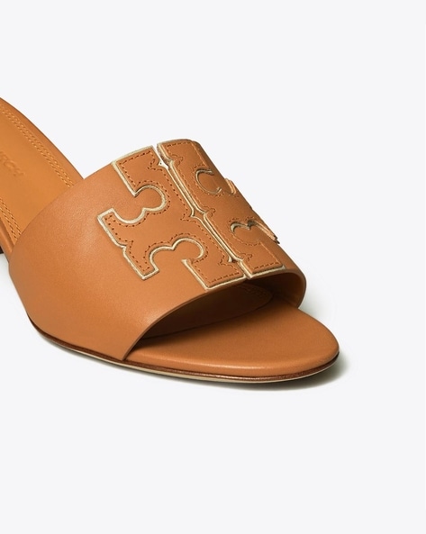 Buy Tory Burch Ines Mid Heel Slide Tan Color Women AJIO LUXE