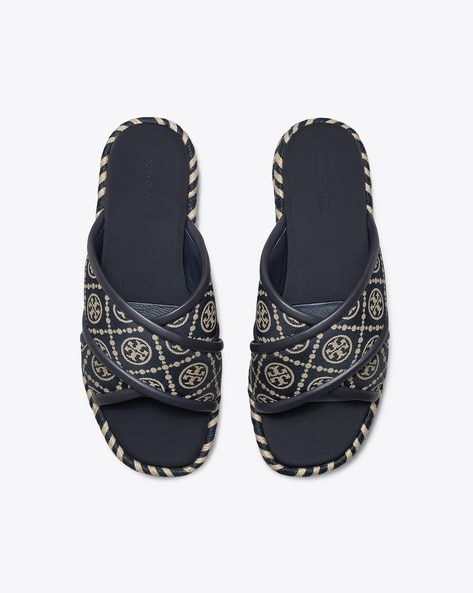 T Monogram Espadrille Slides