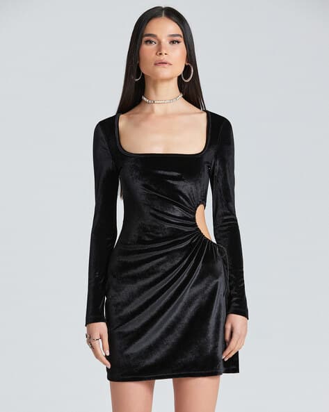 SAM Square-Neck Bodycon Dress with Cutout